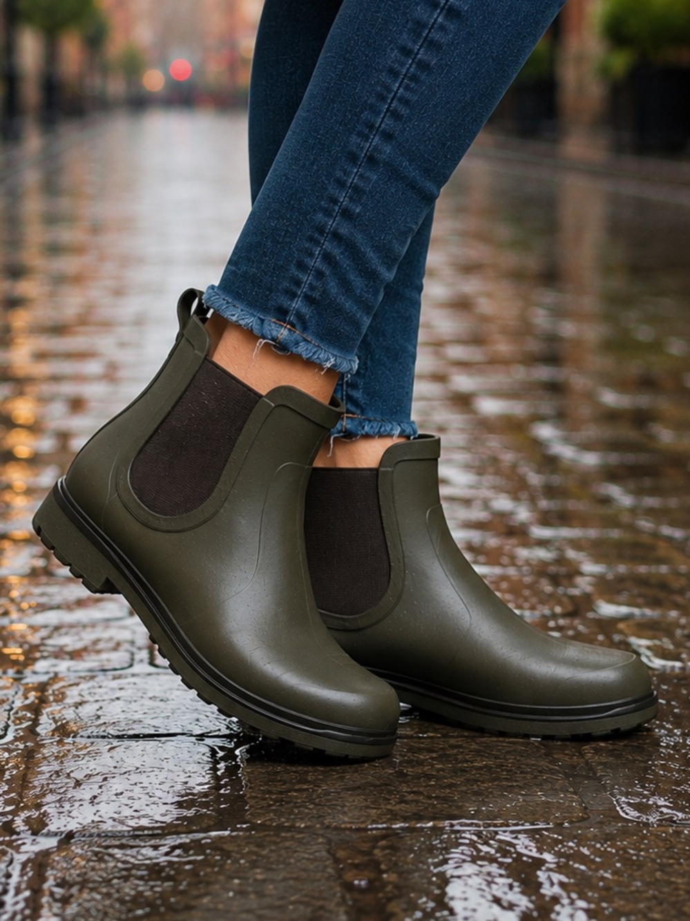 Sperry Women's Walker Chelsea Rain Boot Olive Green Size 9